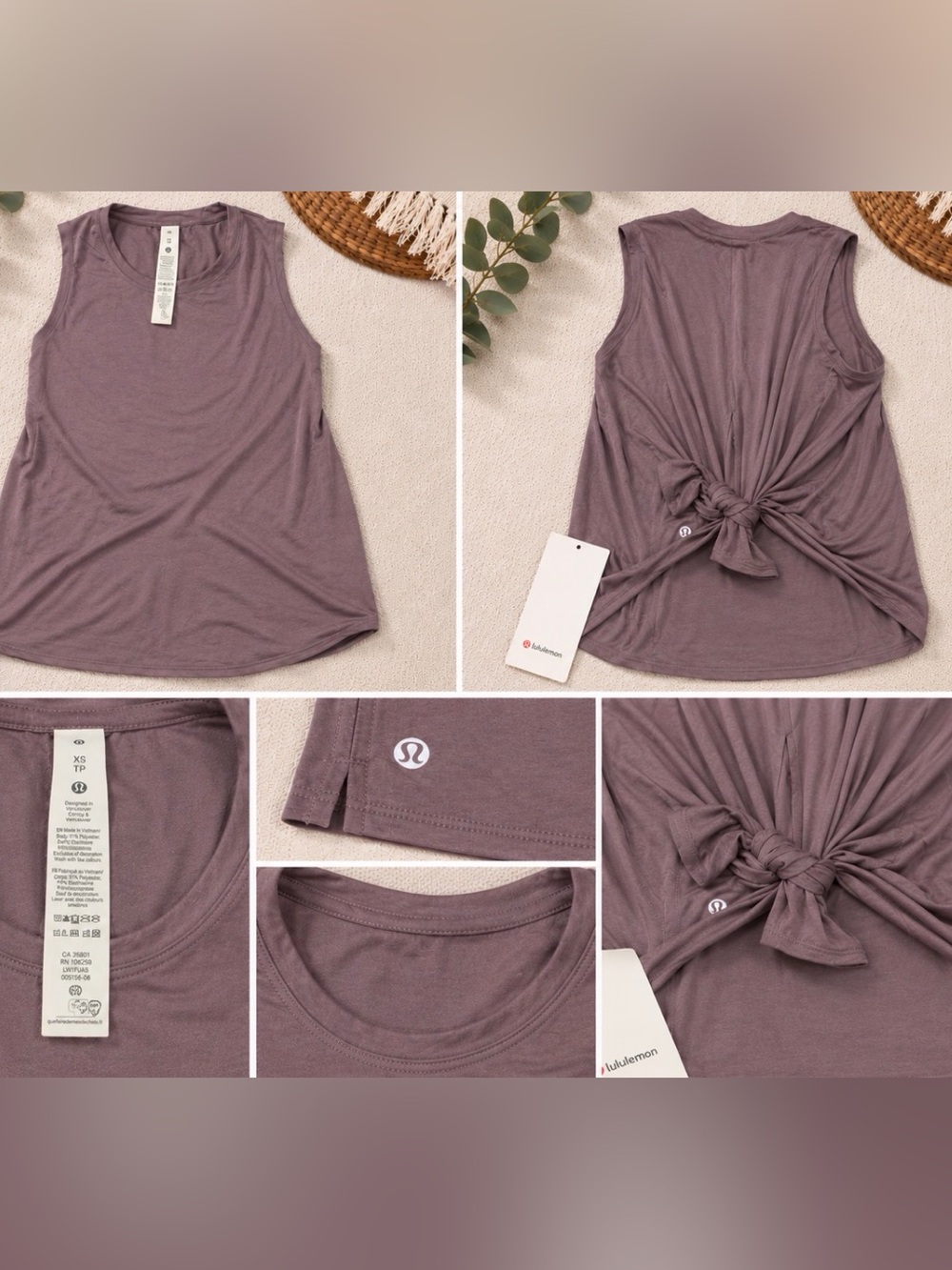 lululemon athletica Dusty Mauve Sleeveless Tie-Back Tank
